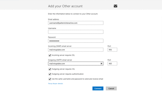 Windows 8 adding mail account