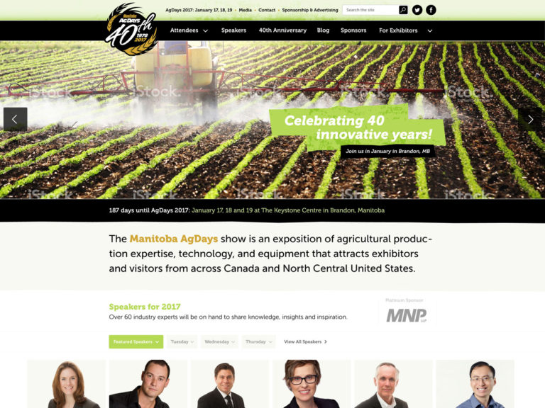 Website design for Ag Days 40th anniversary