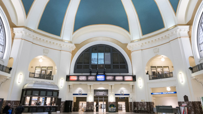 Winnipeg's Via Rails memorial installation inside rotunda entrance